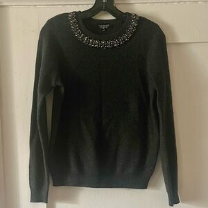 Topshop Dark Grey Sweater with Embellished Neckline